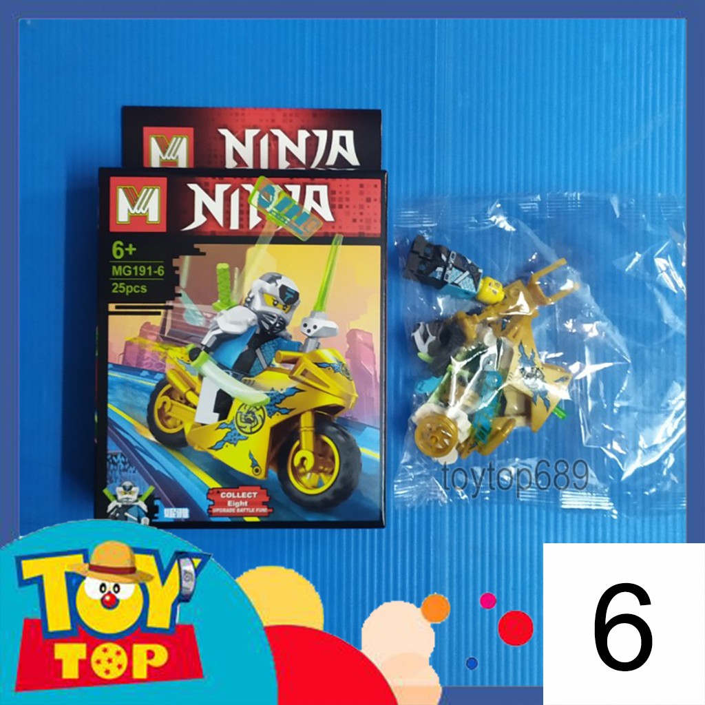 Đồ chơi combo 8 mini ghép ninja SS12 xếp hình Ninja Digi lái xe máy motor phiên bản vàng lắp ráp MG191