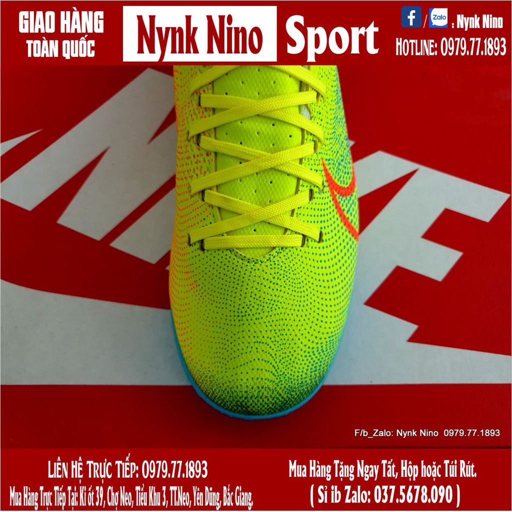 Giày Bóng Đá TQ Mercurial 13 Academy Nõn Chuối Xanh Ngọc Vạch Cam TF