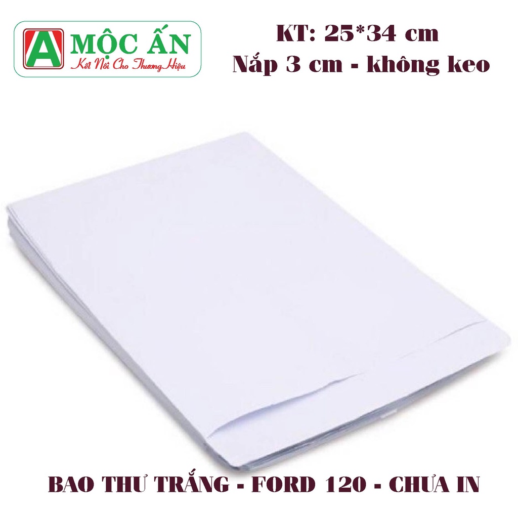 100 Bao Thư Trắng lớn-đựng A4 - giấy dày 120 gsm - 25 x 34 cm