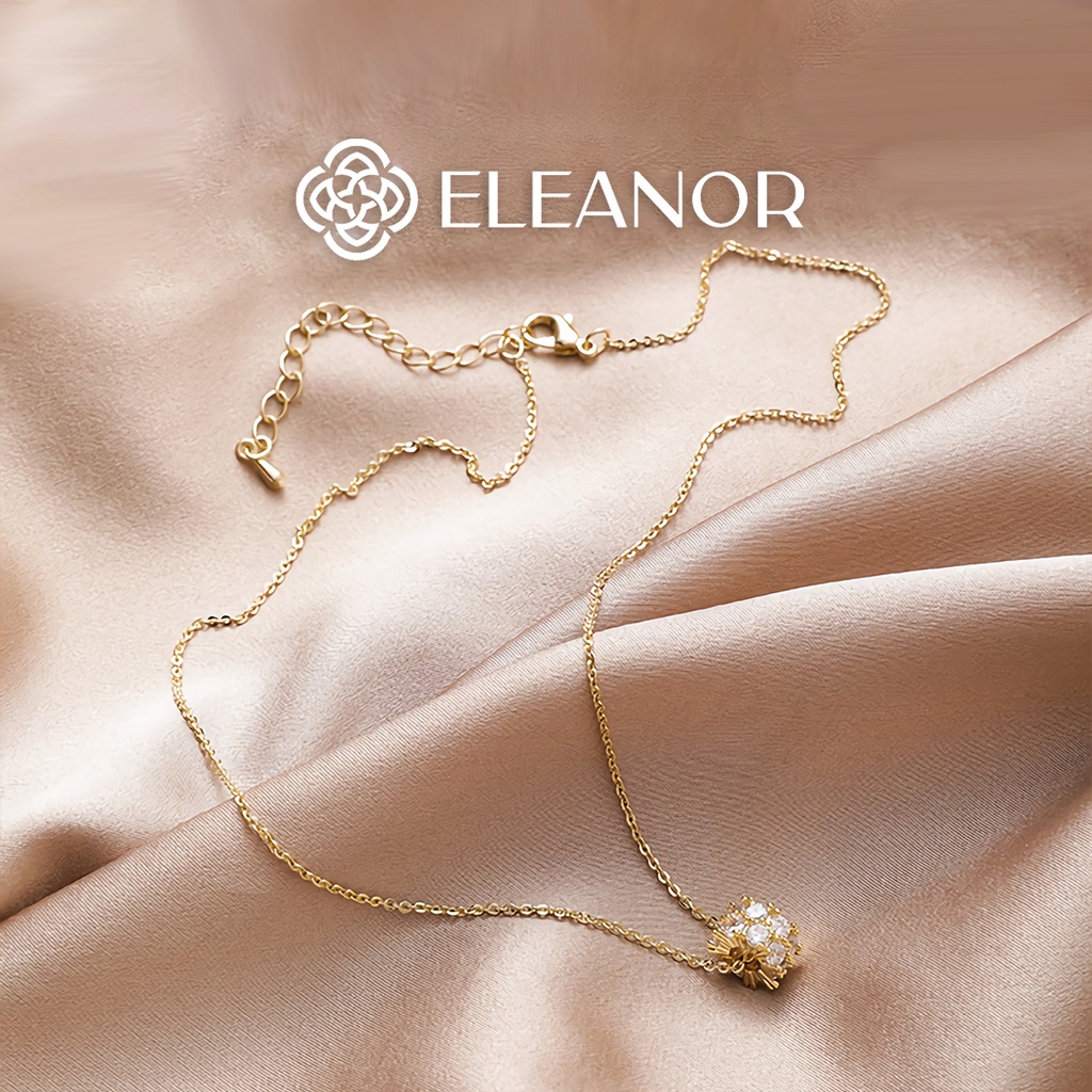 Dây Chuyền Nữ Eleanor Mạ Vàng 14K Mặt Tròn Đính Pha Lê Nhỏ Xinh, Thời Trang