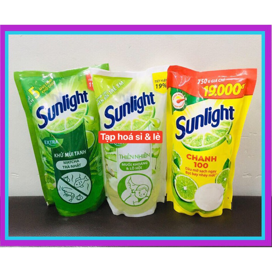 Túi rửa chén Sunlight Trà Xanh, Chanh, Thiên Nhiên 750g