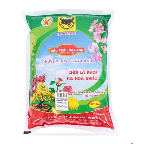Phân bón đầu trâu đa năng NPK 17-12-7 TE chuyên hoa và cây cảnh - gói 200g - HGM