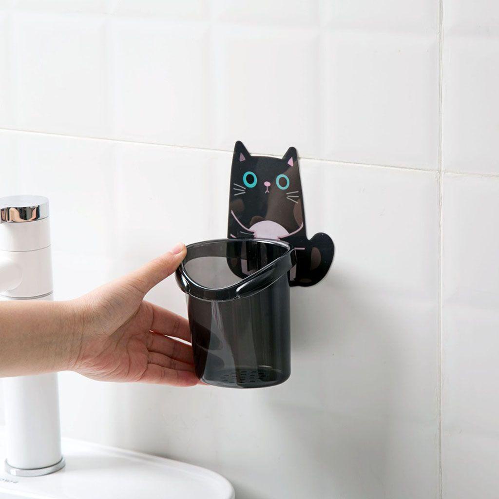 Giá Đựng Đồ Dùng Nhà Tắm Ráo Nước In Họa Tiết Mèo Dễ Thương Tiện Dụng