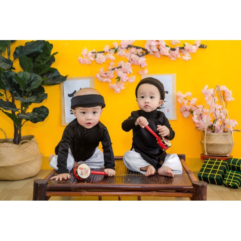 Áo dài ông đồ cho bé kèm khăn đóng