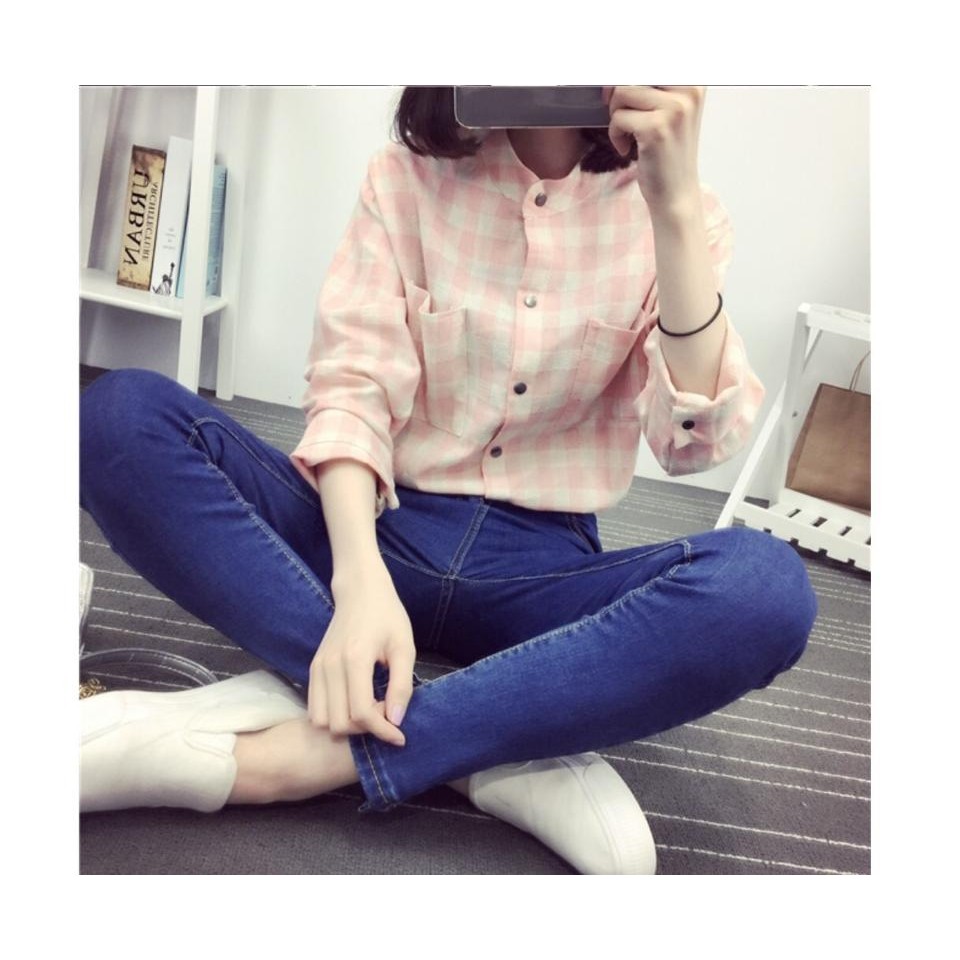 áo sơmi cúc bấm hồng