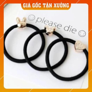 DÂY BUỘC TÓC MÀU ĐEN HẠT VÀNG SIÊU BỀN