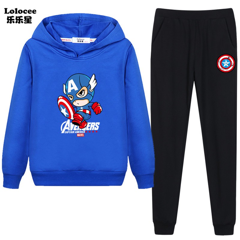 MARVEL Áo Hoodies Và Quần Dài In Hình Siêu Anh Hùng Cho Bé