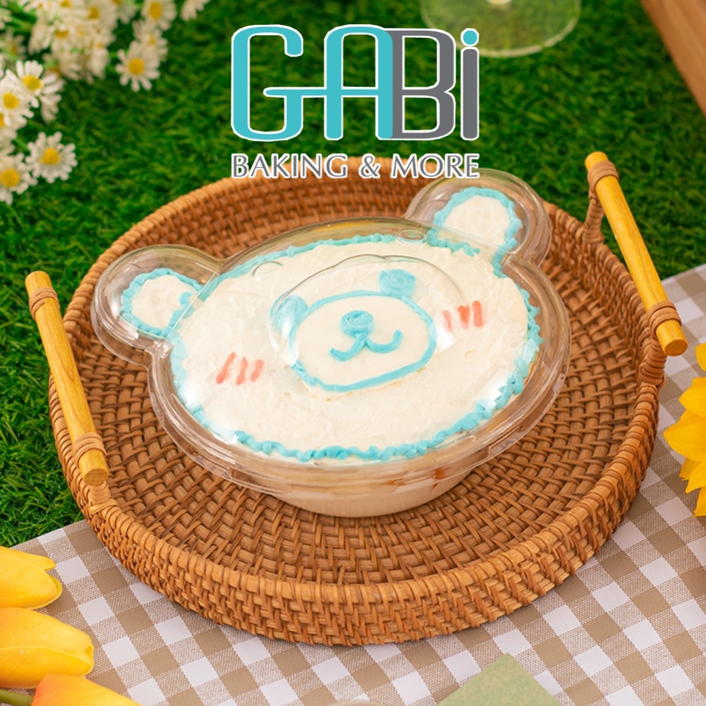 Set 5 pộp PET nắp trong đựng bánh hình gấu