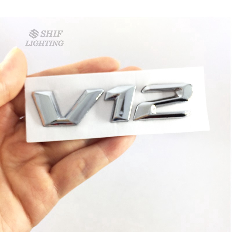 Logo kim loại hình chữ V8/V12 chuyên dụng dán trang trí xe hơi Mercedes Benz