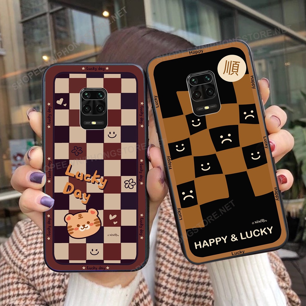 Ốp lưng Xiaomi Redmi Note 9 / Redmi Note 9s / Note 9 Pro in họa tiết caro, mẫu gấu cực đáng yêu