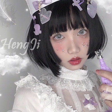 Tóc giả lolita chính hãng hengji đen cụp lưới hoa/có rãnh da đầu/ dày dặn/ wig cosplay/ hóa trang Sakana Cosplay Shop