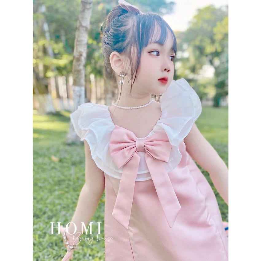 Váy công chúa cho bé gái Lolita gợn sóng màu hồng và đen HOMI BABY HOUSE đầm công chúa T20 T21 cho bé dự tiệc dạo phố