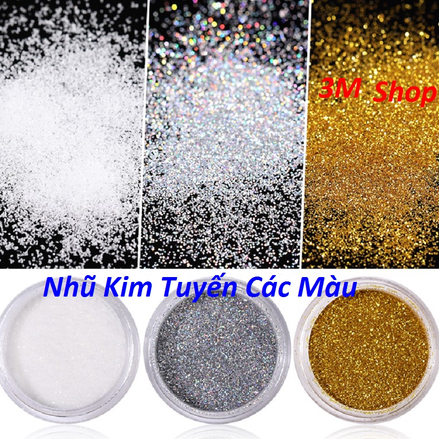 ComBo Đủ 5 Màu Nhũ Kim Tuyến Ánh Kim Dạng Bột Làm Handmade, Nail, DIY, ... 50gram