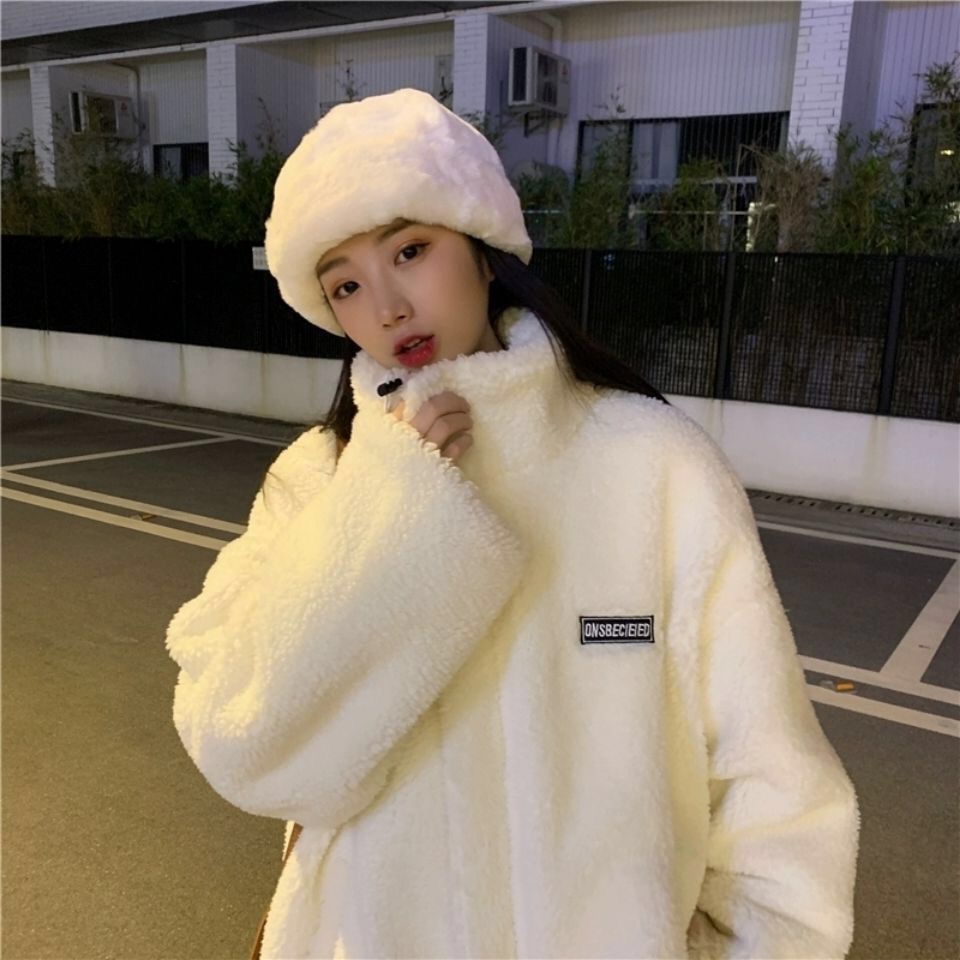 Áo Khoác Giả Lông Cừu Thời Trang Thu Đông Hàn Quốc Mới Cho Nữ 2021