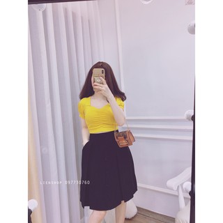 Áo phông dúm ngực tay bồng dáng croptop siêu đẹp