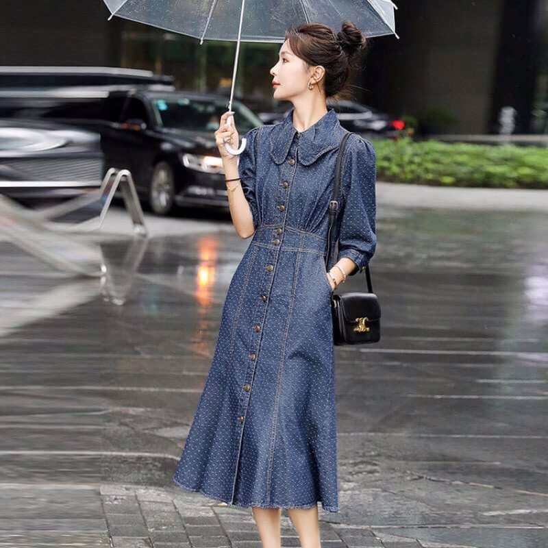 Đầm jean nữ cao cấp kiểu dáng sang chảnh NP2360