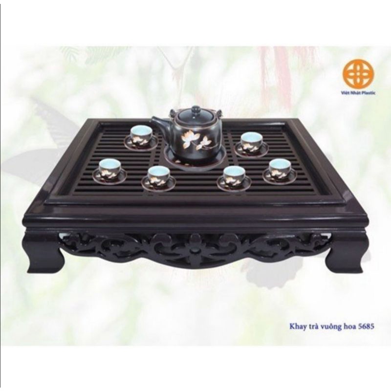 Khay trà đựng ấm chén giả gỗ. Khay trà giả gỗ bằng nhựa Việt Nhật cao cấp. Siêu bền đẹp.