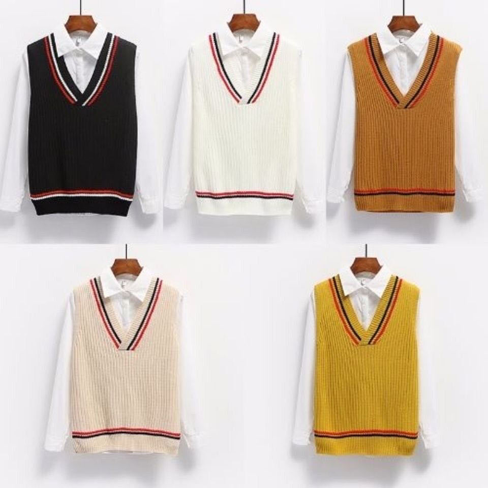 Áo Khoác Sweater Không Tay Cổ Chữ V Dáng Rộng Thời Trang Xuân Thu Dành Cho Nữ