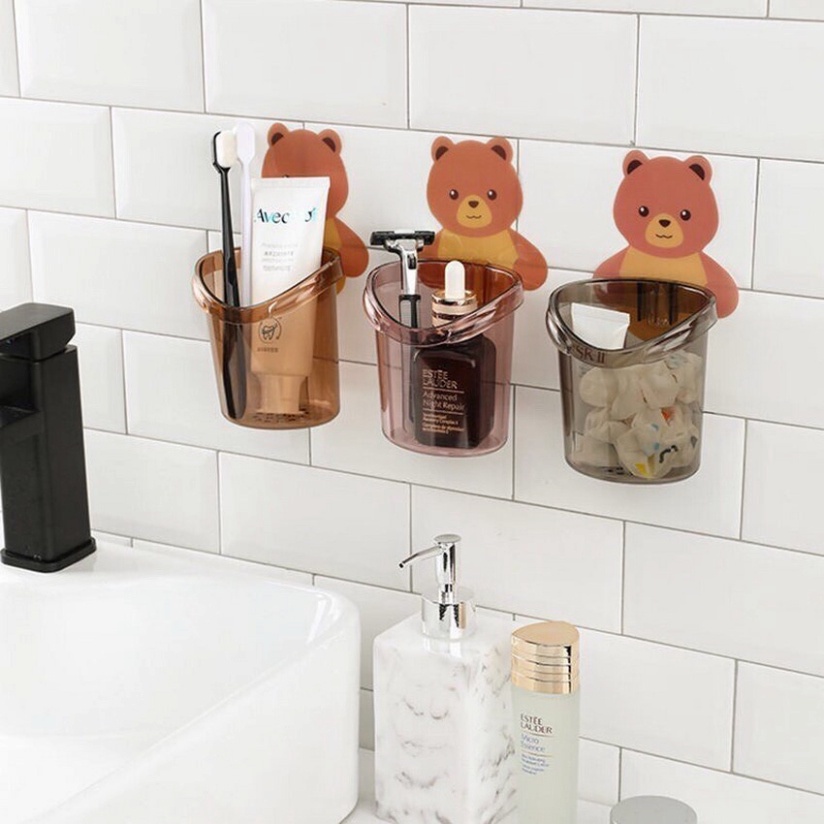 Cốc dán tường hình gấu cốc đựng đồ đa năng chắc chắn KABA