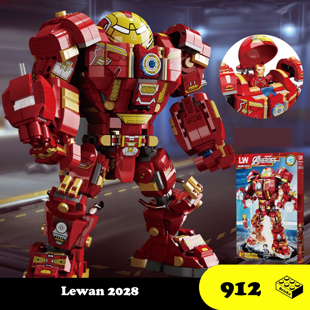 Đồ chơi lắp ráp Hulkbuster - Xếp hình thông minh siêu anh hùng Marvel - Lewan 2028 Superheroes 912 mảnh ghép