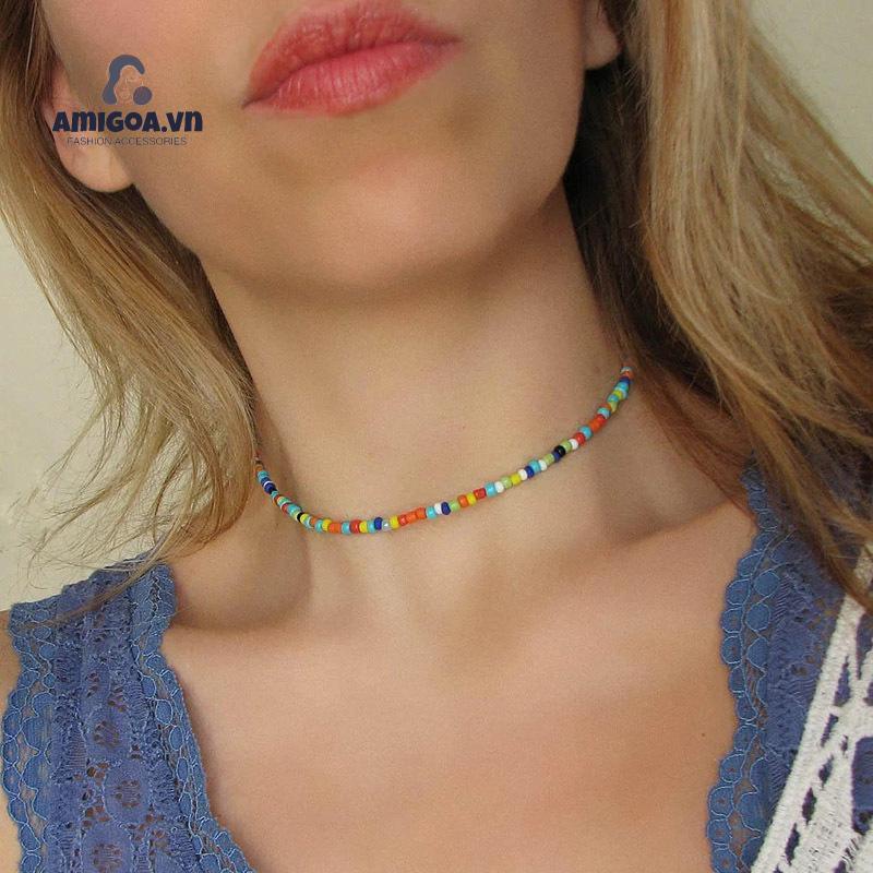 ✨✨ Dây chuyền ngọc trai đính cườm đầy màu sắc 17KM Hàn Quốc vòng cổ nữ