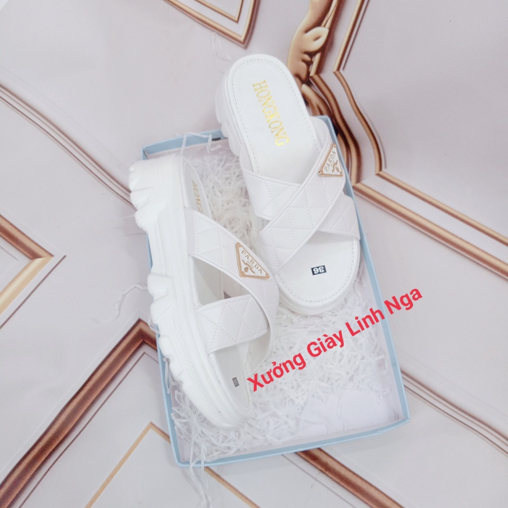 Dép Nữ Đế Cao Bánh Mì Quai Ngang Siêu Nhẹ Êm Mềm Sang Chảnh PD35