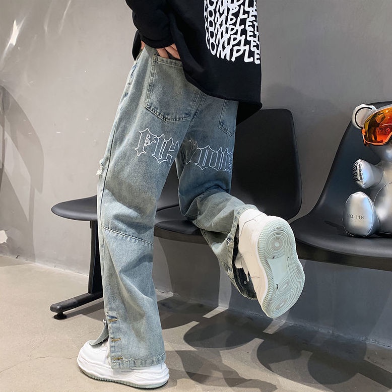 Quần Jeans Dài Rách Gối Thời Trang Dành Cho Nam