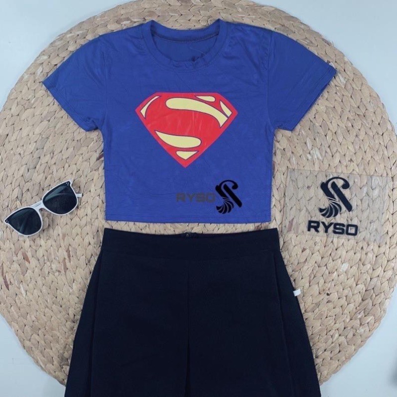 ❤Áo croptop Superman siêu hot hit❤️chất thun lạnh mềm mịn ( Hình Thật 100% ) free size dưới 55kg vừa