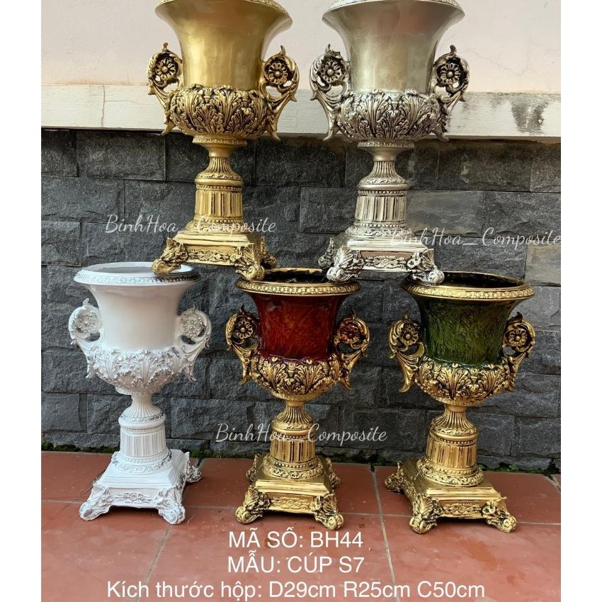 Bình hoa cúp s7 composite mã bh44, lọ cắm hoa cao cấp, bình trang trí