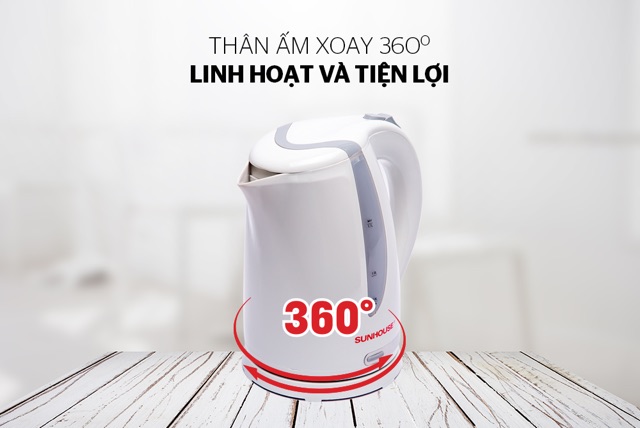 ẤM SIÊU TỐC, BÌNH ĐUN SIÊU TỐC SUNHOUSE SHD1300, 1,8 LÍT