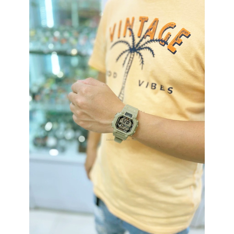 Đồng Hồ Casio Nam W-737HX-5AVDF Dây Nhựa | Mặt Vuông Điện Tử | Pin 10 Năm | Chống Nước WR100M