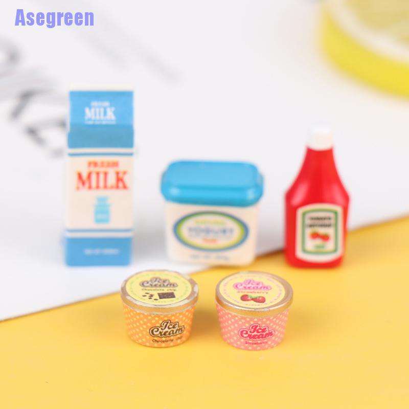 Bộ 5 Mô Hình Sữa Chua mini Xinh Xắn Dành Cho Búp Bê