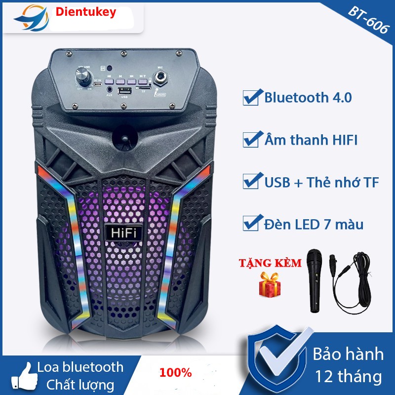 Loa Bluetooth Không Dây BT-06 Xách Tay Loại 1 Âm Thanh Hay Siêu Trầm, Led Nháy Theo Nhạc, Super Bass Nghe EDM, REMIX