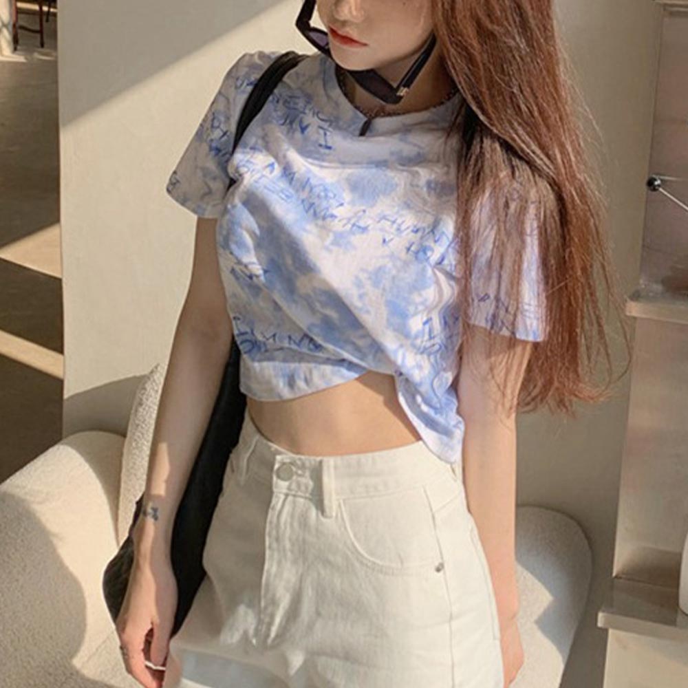 Áo thun tay ngắn dáng ôm mềm mại phong cách hồng kông thời trang mùa hè dành cho nữ