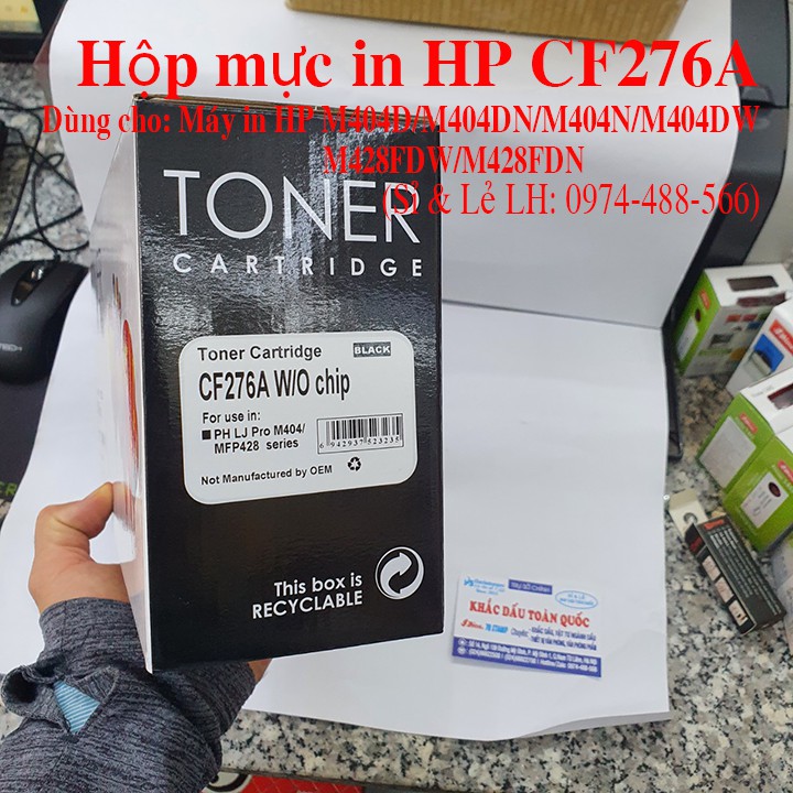 Hộp mực in HP CF276A -HP M404D/DN/N/DW/M428FDW/FDN (Không chip, Fullbox)