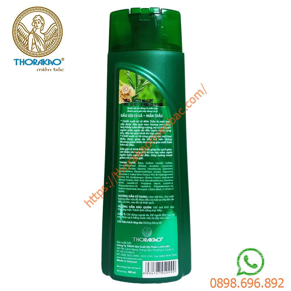 Dầu gội củ sả mần trầu ngăn rụng tóc Thorakao 400ml | BigBuy360 - bigbuy360.vn