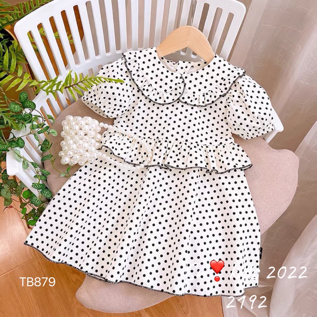 Váy chấm bi đen trắng cho bé gái