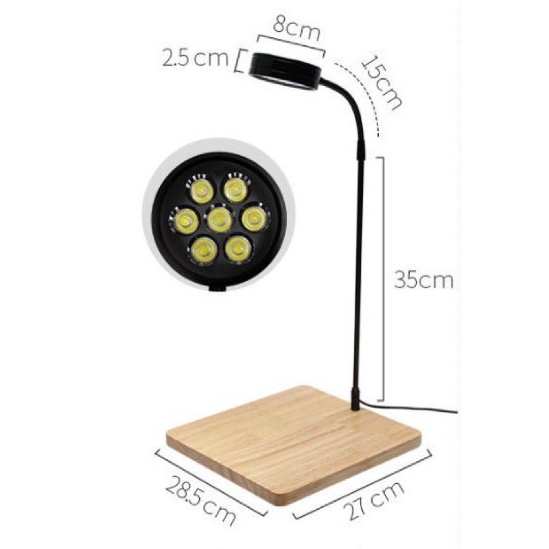 Đèn led đế gỗ thuỷ sinh - tiểu cảnh 3w | 5w | 7w | 9w