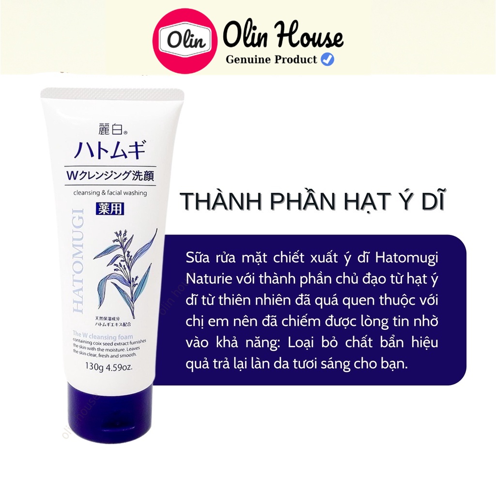 Combo Hatomugi Sữa Dưỡng Thể - Sữa Rửa Mặt - Sữa Tắm - Nước Tẩy Trang - Toner Nước Hoa Hồng Hạt Ý Dĩ - Olin House