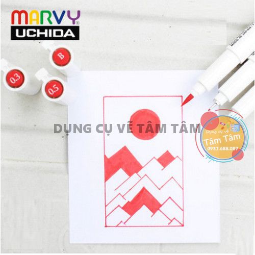 [ TÂM TÂM ]-Bút line chuyên nghiệp Marvy Uchida 4600 size Brush Màu-