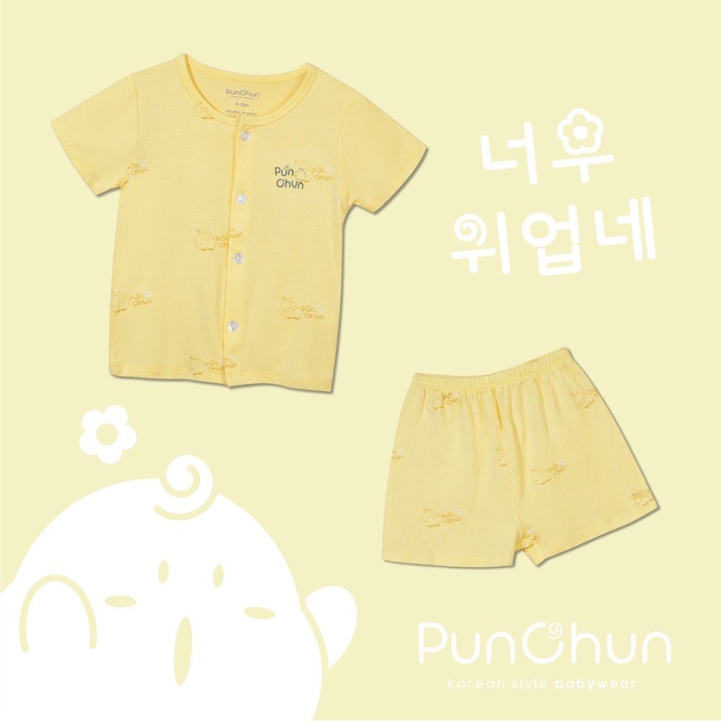 [PUNCHUN] Bộ quần áo cúc giữa cho bé trai/gái (Sz 6-18m)