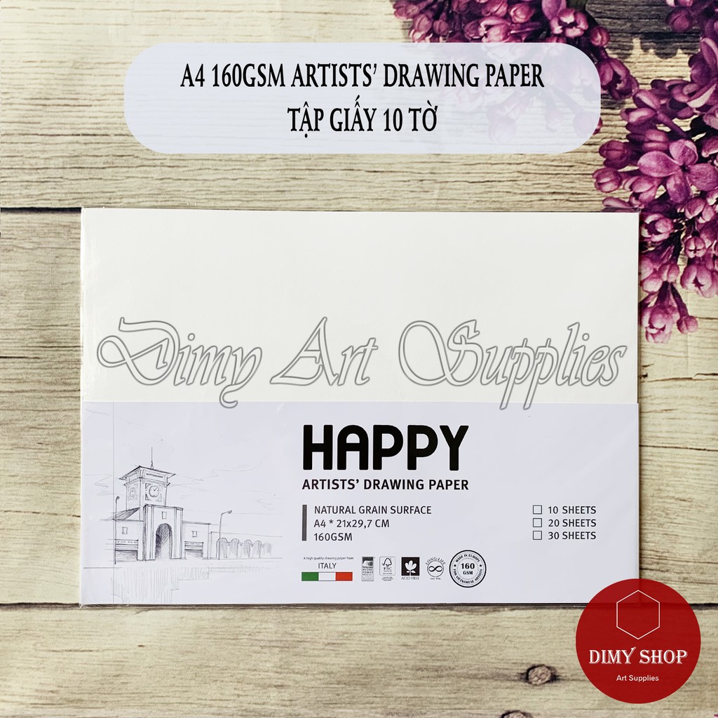 Giấy vẽ đa chất liệu HAPPY Pittura 250gsm (vân nổi Cold)