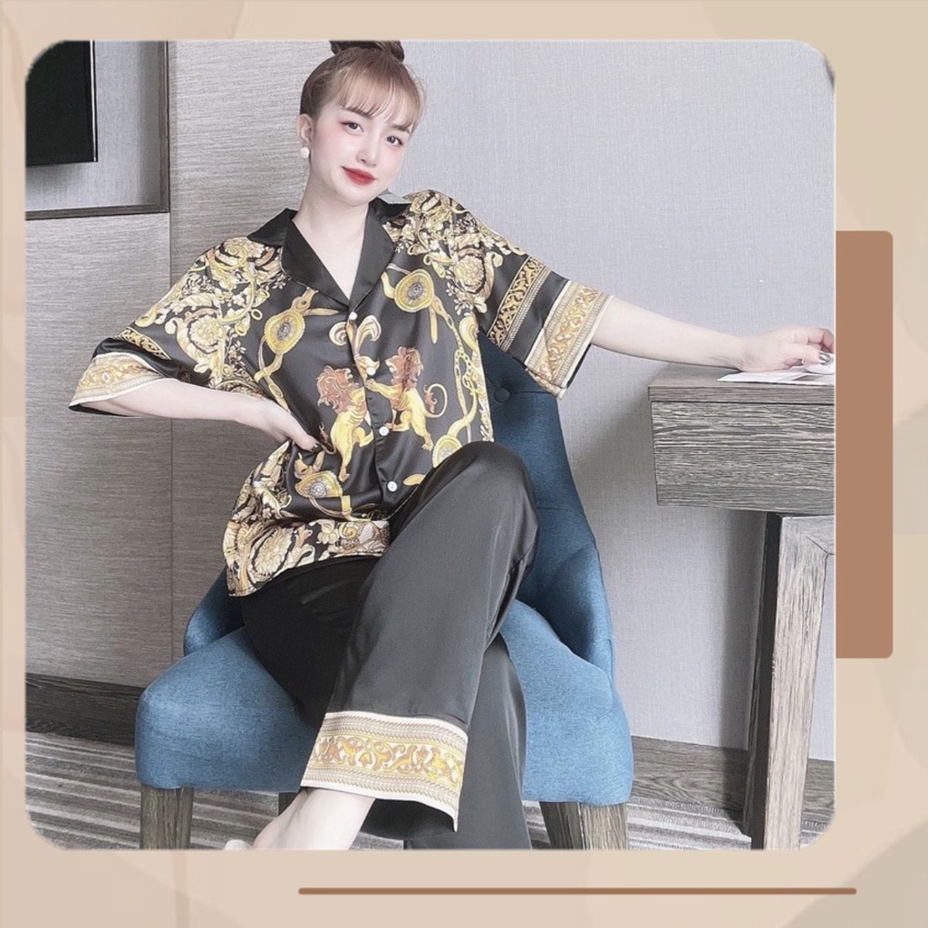 Đồ Bộ Bigsize Dài 50-100kg lụa in 3D cao cấp lụa satin mềm mịn đồ mặc nhà cho nữ