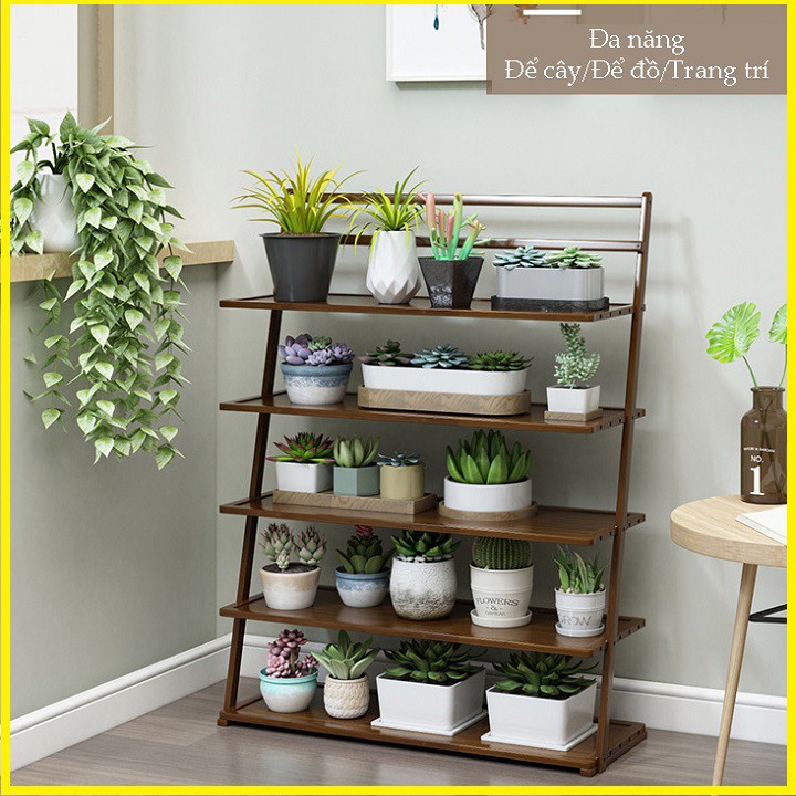 Kệ để chậu hoa, cây cảnh đa năng, kệ giày, kệ để cây đa năng màu óc chó 4 tầng 80x24x78 (ngang 80)