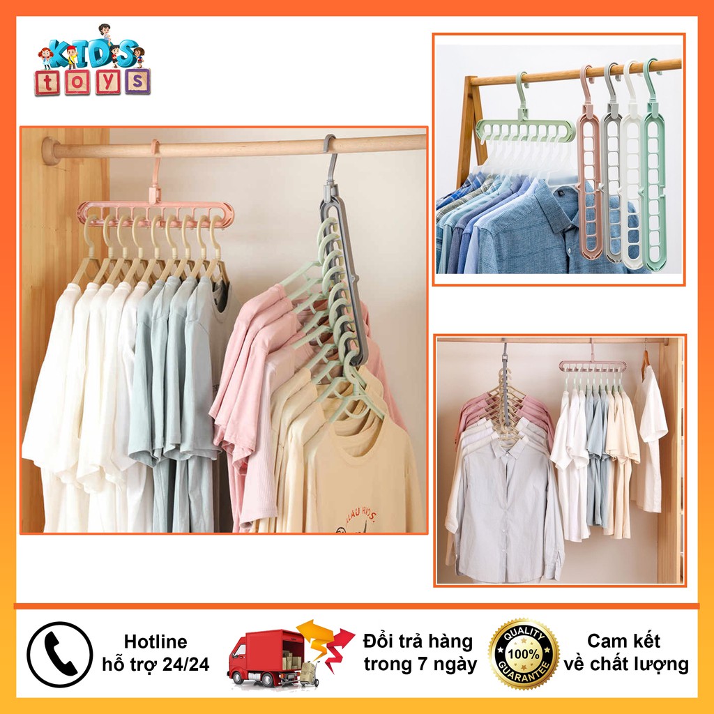 Móc treo quần áo thông minh 2 chiều, 9 lỗ móc tiết kiệm diện tích