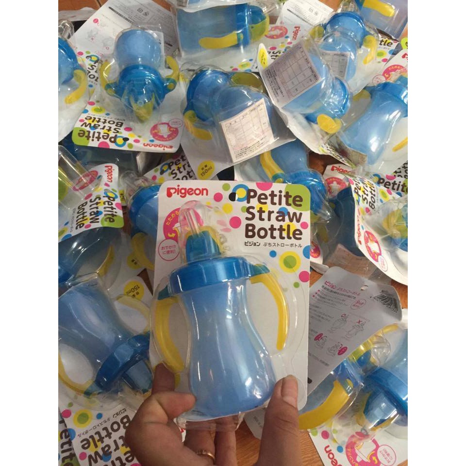 Bình uống nước ống hút nội địa Nhật Pigeon size nhỏ Straw Bottle