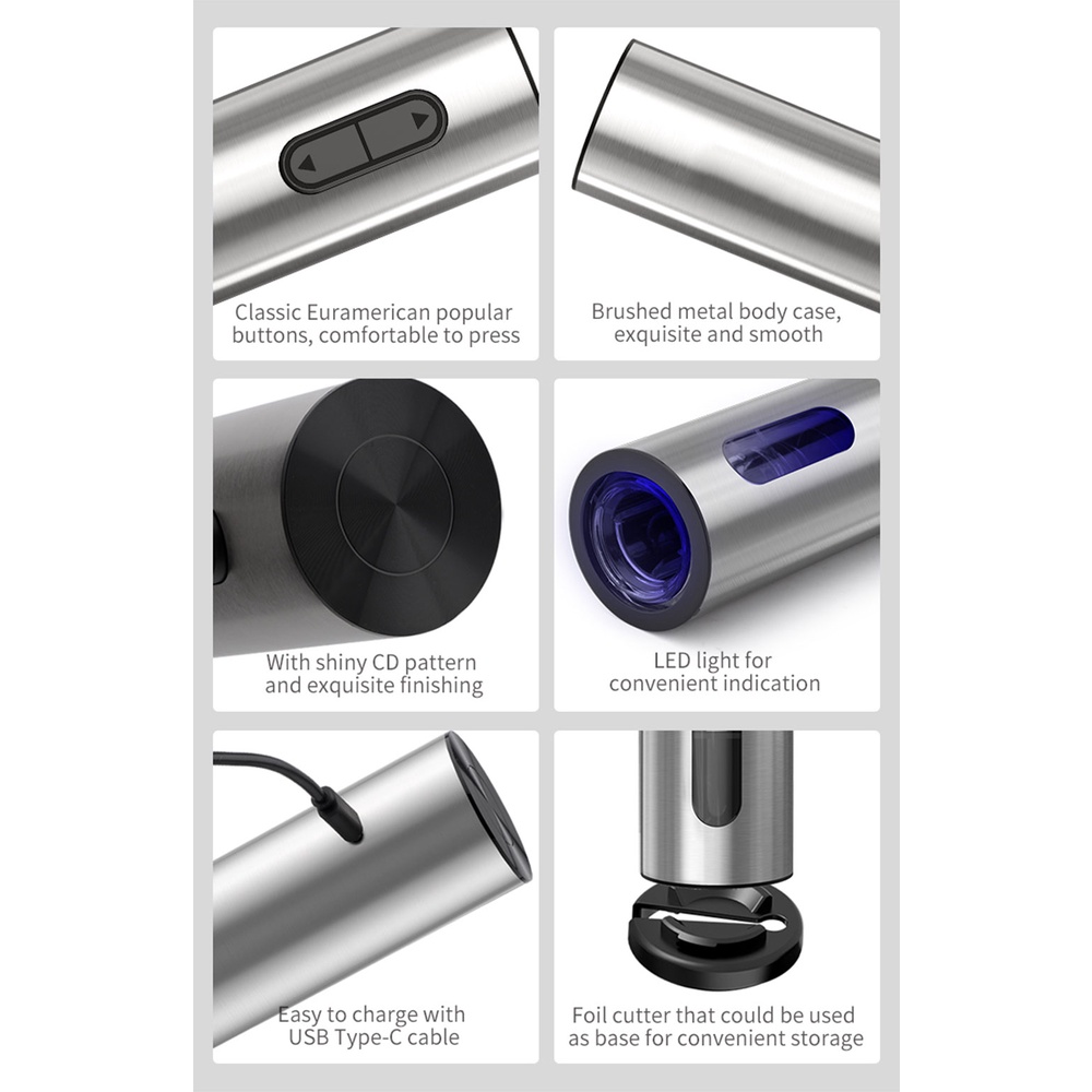 Uareliffe 4 In 1 Electric Red Wine Opener Kit Wine Bottle Corkscrew