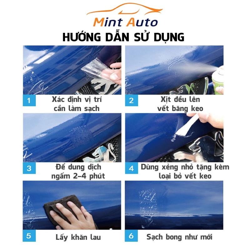 Bình Xịt Tẩy Keo Băng Dính BOTNY Sticker Remover - Làm Sạch Vết Băng Dính Keo Dán Mọi Bề Mặt - MINTAUTO