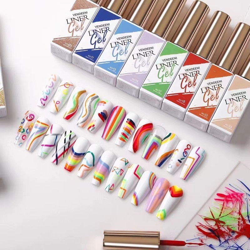 sơn gel cọ nét vẽ siêu đặc vendeeni 12ml set 24 màu