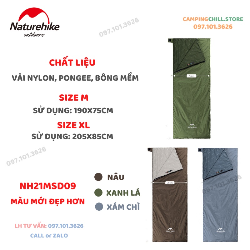 [CHÍNH HÃNG] TÚI NGỦ DÃ NGOẠI, CẮM TRẠI SIÊU ẤM NATUREHIKE LW180 NH15S003-D